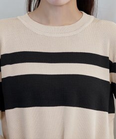 Tiaclasse 【洗える】マルチボーダーニットコンビワンピース