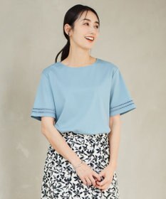 J.PRESS LADIES L 【接触冷感】コットンスムース 刺繍スリーブ カットソー