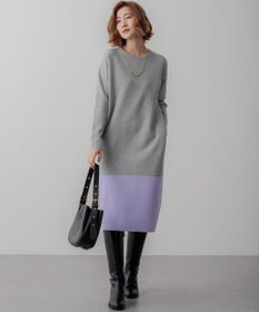 23区 S 【WEB&一部店舗限定カラーあり/洗える】ミラノリブ バイカラーニットワンピース