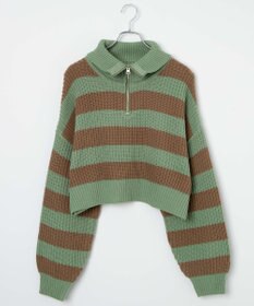 WEGO ハーフジップショートニットプルオーバー