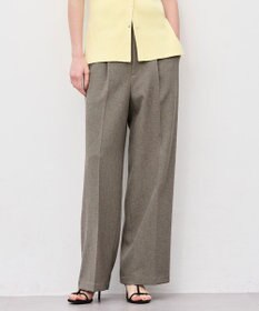 uncrave ウォッシャブルウールライクツイル ワイドパンツ シャンブレーチャコール