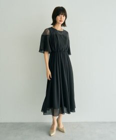 YECCA VECCA レース切替シフォンドレス
