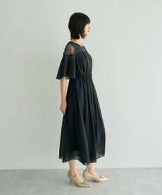 YECCA VECCA レース切替シフォンドレス