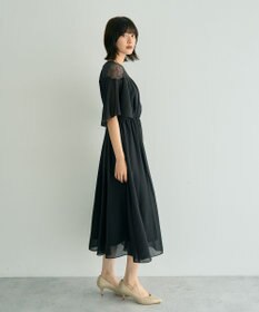 YECCA VECCA レース切替シフォンドレス