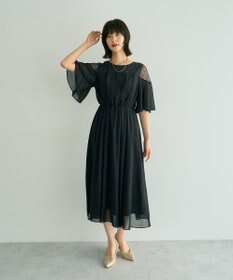 YECCA VECCA レース切替シフォンドレス