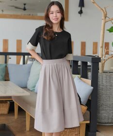 Tiaclasse 【選べる丈】麻調タックフレアスカート