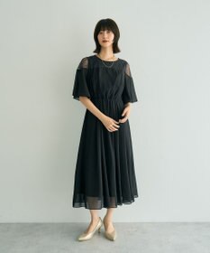 YECCA VECCA レース切替シフォンドレス