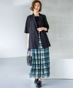 23区 L 【WEB&一部店舗限定/洗える】手書き風チェックプリント ギャザー スカート