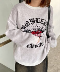 WEGO グラフィックBIGニットプルオーバー