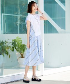 自由区 L 【WEB限定】ランダムストライプ セットアップワンピース