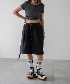 WEGO ドロストワイドルーズハーフパンツ