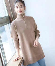 Tiaclasse 【洗える】ハーフジップニットチュニック