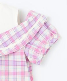 ANY KIDS チェック オフショルダー ブラウス