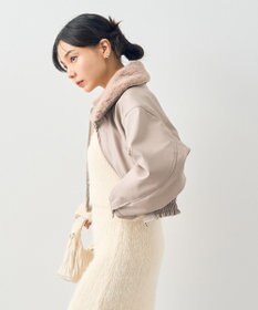 earth music&ecology 襟ファーレザーブルゾン