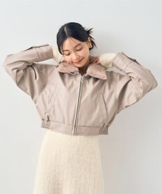 earth music&ecology 襟ファーレザーブルゾン