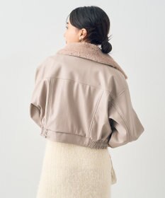 earth music&ecology 襟ファーレザーブルゾン