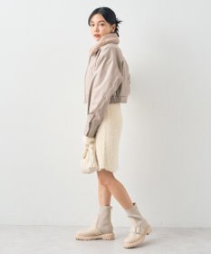 earth music&ecology 襟ファーレザーブルゾン