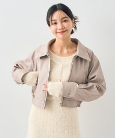 earth music&ecology 襟ファーレザーブルゾン