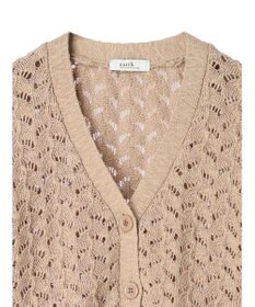 earth music&ecology スラブコットンレース編みカーディガン