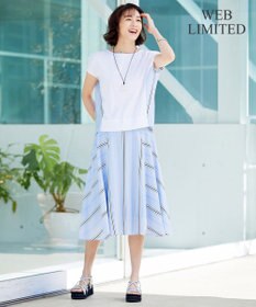 自由区 L 【WEB限定】ランダムストライプ セットアップワンピース