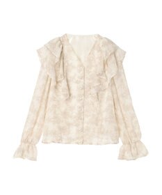 earth music&ecology 花柄ラッフルブラウス