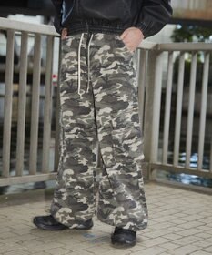 WEGO 【ウエストゴム】スーパーフレアカーゴパンツ