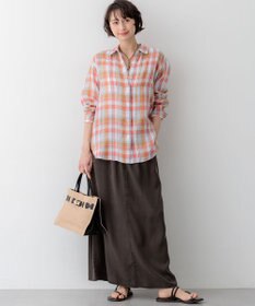 23区 【先行予約/見上愛さん着用】LIBECOリネン チェック シャツ