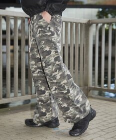 WEGO 【ウエストゴム】スーパーフレアカーゴパンツ