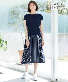 自由区 L 【WEB限定】ランダムストライプ セットアップワンピース