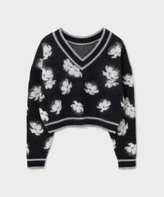 GRACE CONTINENTAL ラメフローラルニットトップ