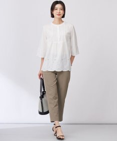 J.PRESS LADIES L 【洗える・接触冷感・UVケア・吸水速乾・防透け】麻シェルドライ テーパード パンツ