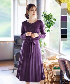 Tiaclasse L 【洗える】1枚で着映えするチェック柄編みニットワンピース