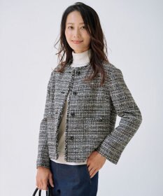 J.PRESS LADIES L Lightループチェック ツイード ジャケット