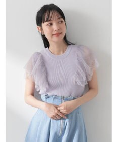 earth music&ecology 袖レースリブニットプルオーバー