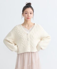 earth music&ecology スラブラメヤーンケーブルカーディガン