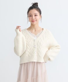 earth music&ecology スラブラメヤーンケーブルカーディガン