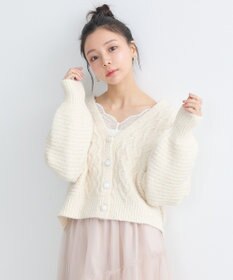 earth music&ecology スラブラメヤーンケーブルカーディガン