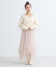 earth music&ecology スラブラメヤーンケーブルカーディガン