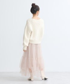 earth music&ecology スラブラメヤーンケーブルカーディガン