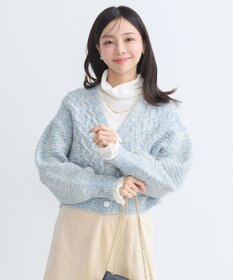 earth music&ecology スラブラメヤーンケーブルカーディガン