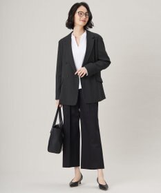 自由区 S 【UVカット・接触冷感・洗える】コットンサテンクロップド丈ワイドストレート パンツ