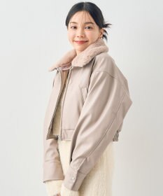 earth music&ecology 襟ファーレザーブルゾン