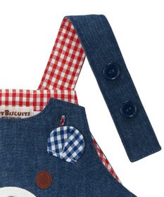 MIKI HOUSE HOT BISCUITS 【70-90cm】 顔ドン　デニムロンパース