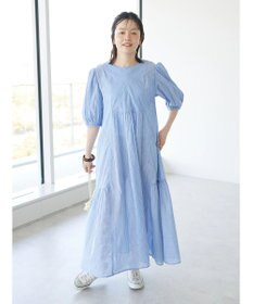 CRAFT STANDARD BOUTIQUE インド綿パフスリーブギャザーワンピース