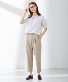 J.PRESS LADIES 【洗える】マイクロタイプライターストレッチ テーパード パンツ