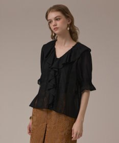 GRACE CONTINENTAL コットンフリルカラーブラウス