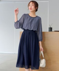 Tiaclasse L ブラウジングシフォンワンピース