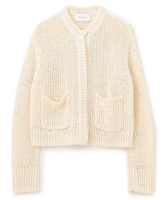 BEIGE， 【洗える】THYME / クルーネックコットンメッシュカーディガン
