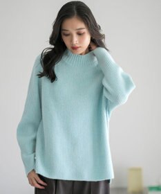 ANY SIS ハイネックAir ニット ライトブルー