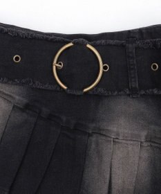 WEGO フリンジベルトプリーツデニムスカパン